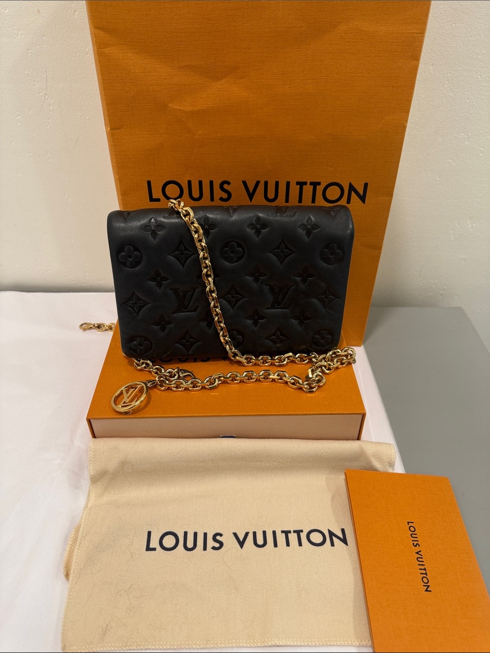 Louis Vuitton Coussin Black Monogram Empreinte Chain Crossbody Bag - Picture 2 of 8